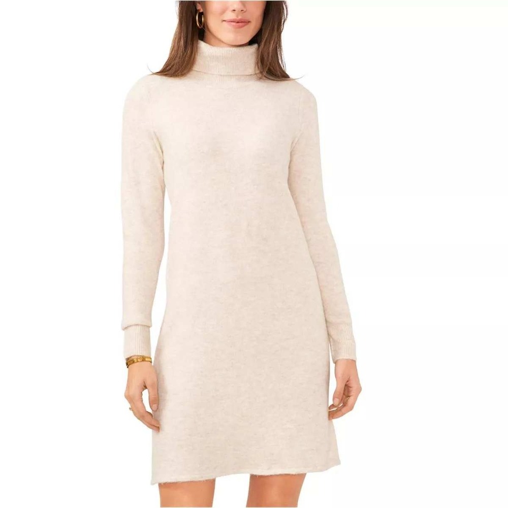 Vince Camuto Sweater Dress Turtleneck Long Sleeve Casual Knit Dress LG /#8003
